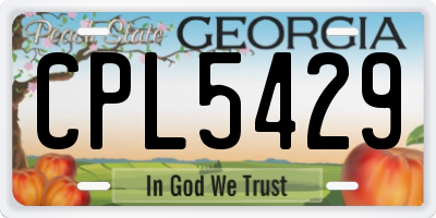 GA license plate CPL5429