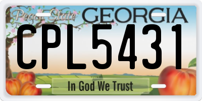 GA license plate CPL5431