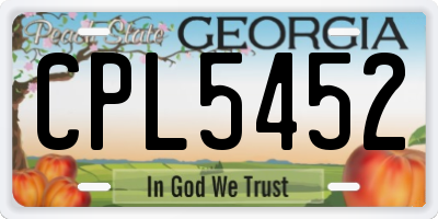 GA license plate CPL5452