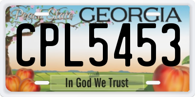 GA license plate CPL5453