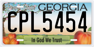 GA license plate CPL5454