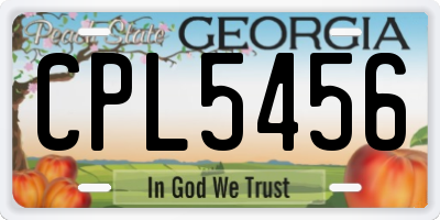 GA license plate CPL5456
