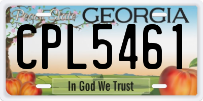 GA license plate CPL5461