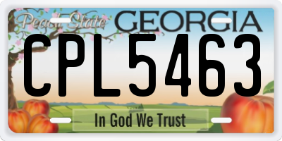 GA license plate CPL5463
