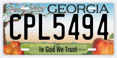 GA license plate CPL5494
