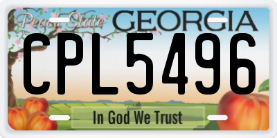 GA license plate CPL5496