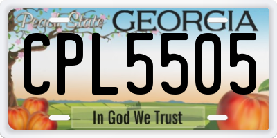 GA license plate CPL5505