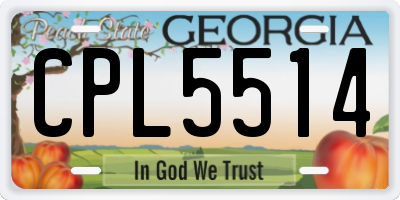GA license plate CPL5514