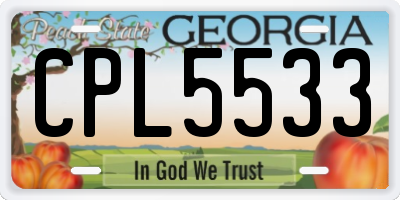 GA license plate CPL5533