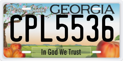 GA license plate CPL5536
