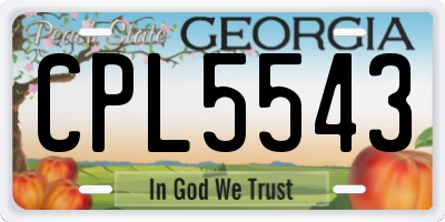 GA license plate CPL5543