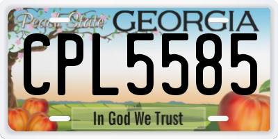 GA license plate CPL5585