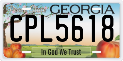 GA license plate CPL5618