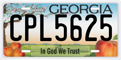 GA license plate CPL5625