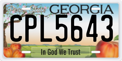 GA license plate CPL5643