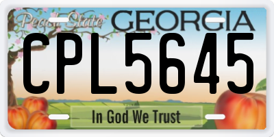 GA license plate CPL5645