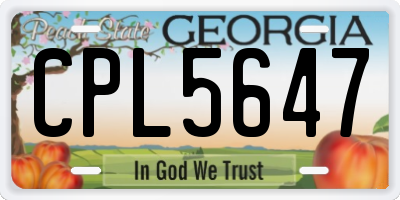 GA license plate CPL5647