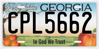 GA license plate CPL5662