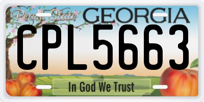 GA license plate CPL5663