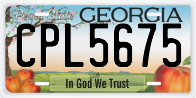 GA license plate CPL5675