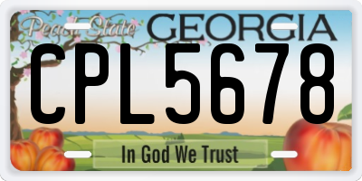 GA license plate CPL5678