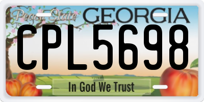 GA license plate CPL5698