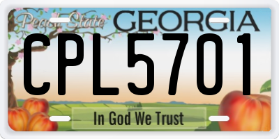 GA license plate CPL5701