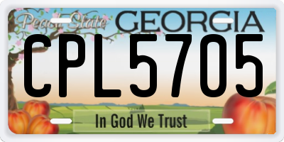 GA license plate CPL5705