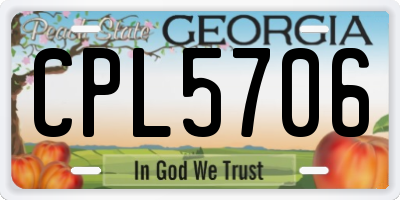GA license plate CPL5706