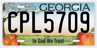 GA license plate CPL5709