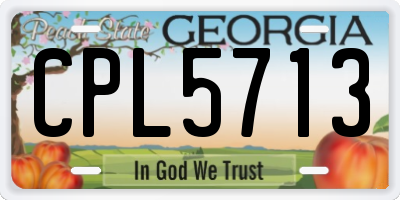 GA license plate CPL5713