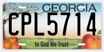 GA license plate CPL5714