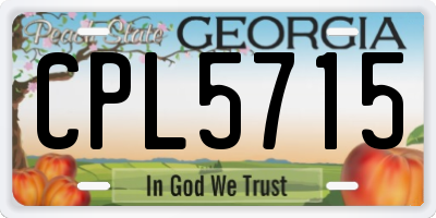 GA license plate CPL5715