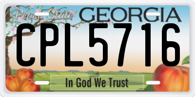 GA license plate CPL5716