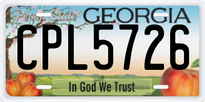 GA license plate CPL5726