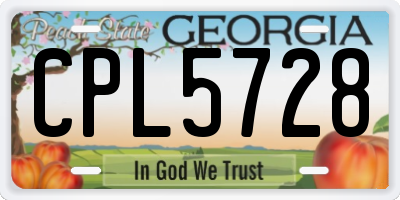GA license plate CPL5728