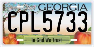 GA license plate CPL5733