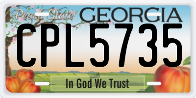 GA license plate CPL5735