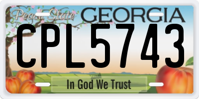 GA license plate CPL5743