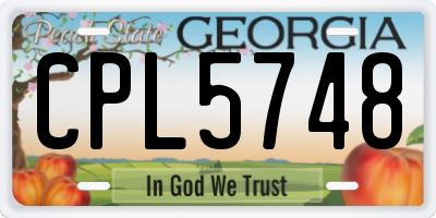 GA license plate CPL5748