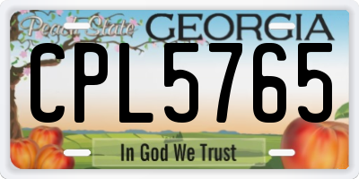 GA license plate CPL5765