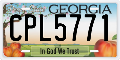 GA license plate CPL5771