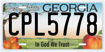 GA license plate CPL5778