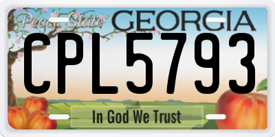 GA license plate CPL5793