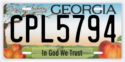 GA license plate CPL5794