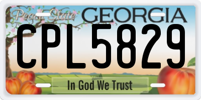 GA license plate CPL5829