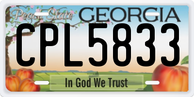 GA license plate CPL5833