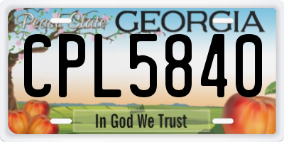 GA license plate CPL5840