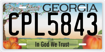 GA license plate CPL5843
