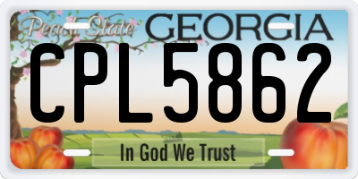 GA license plate CPL5862